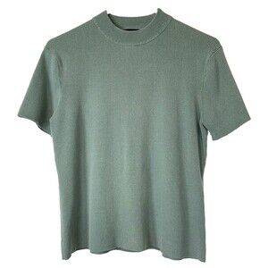 John Meyer Collection Sweater Womens 18 Silk Blend Green Rib Knit Classic